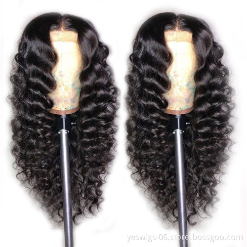 Real Virgin Human Hair Raw Indian Lace Closure Wig Body Wave 4*4 Wholesale Indian Virgin Remy Closure Swiss Lace Hair Wigs Human